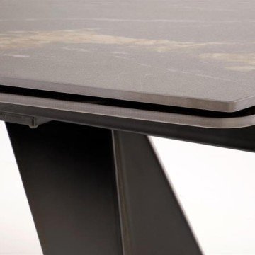 Фото4.Розкладний стіл ARMANI, чорний мармур / чорний (2 шт. = 1 шт.)